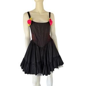 Vintage Betsey Johnson black label Dress- classic betsey, roses sz S - damaged
